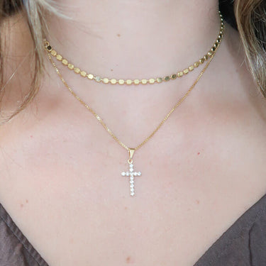 Gold CZ Cross Necklace